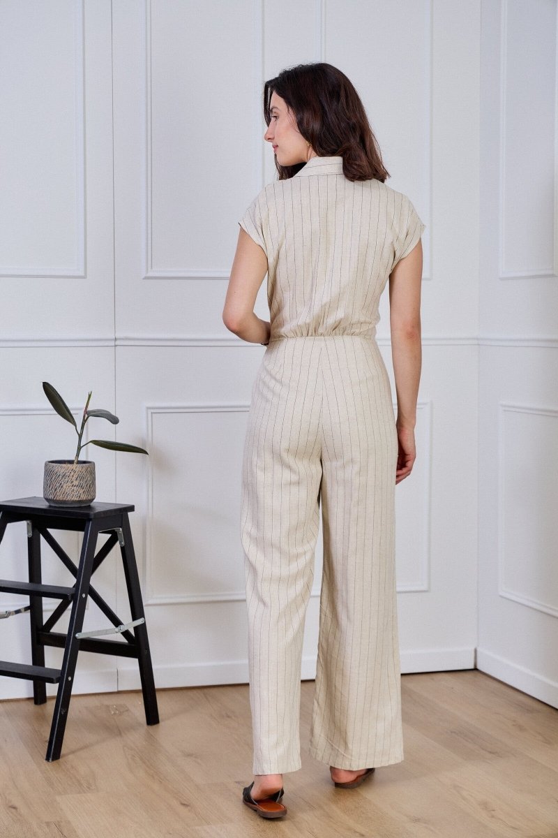 Combinaison écrue sans manches à rayures - RIVE GAUCHE