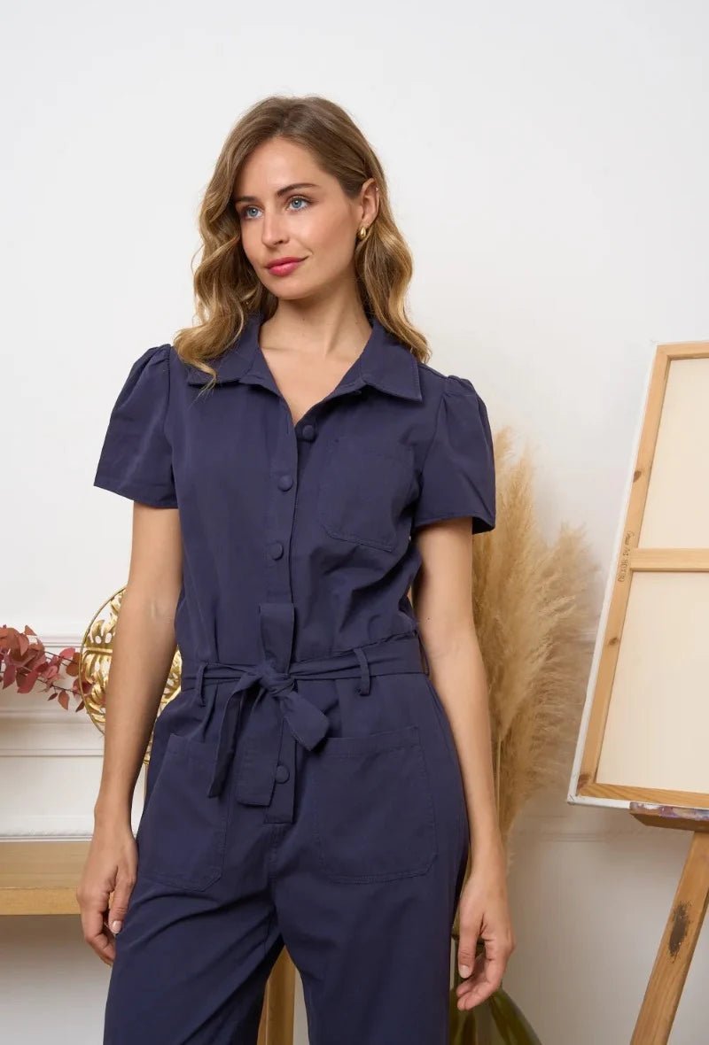 Combinaison en coton bleu marine - RIVE GAUCHE