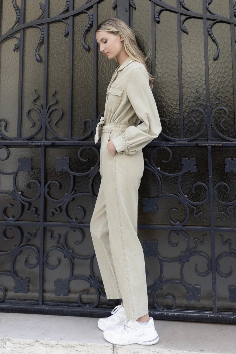 Combinaison en denim beige avec ceinture - RIVE GAUCHE