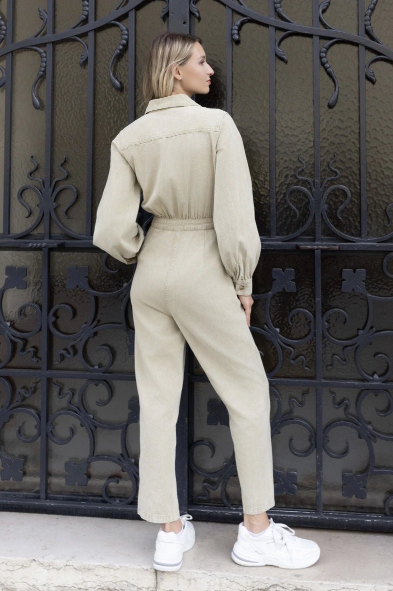 Combinaison en denim beige avec ceinture - RIVE GAUCHE