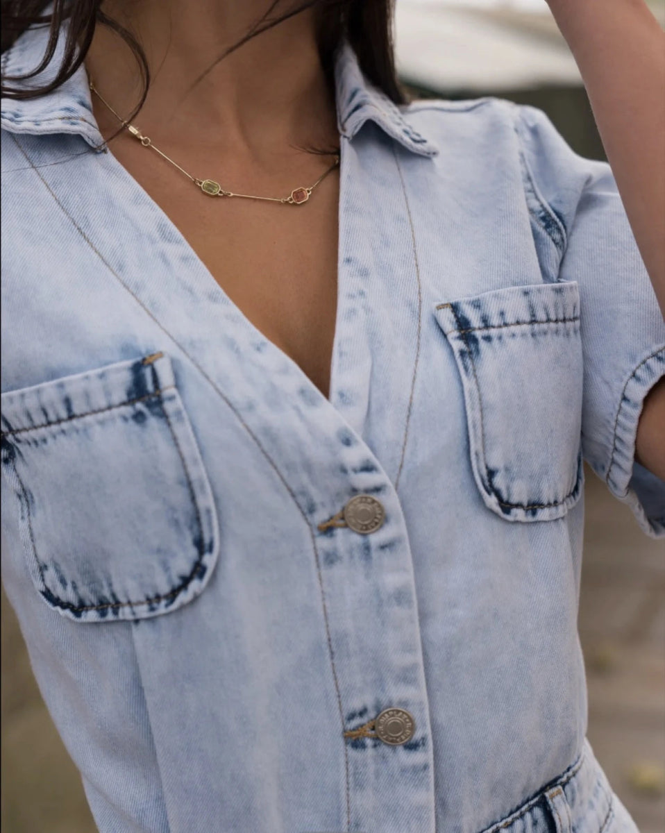 Combinaison en denim bleu ciel - RIVE GAUCHE