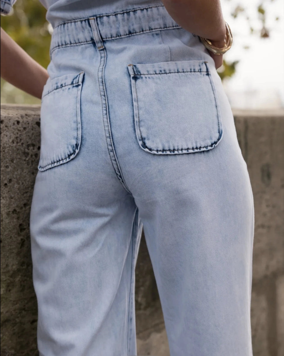 Combinaison en denim bleu ciel - RIVE GAUCHE