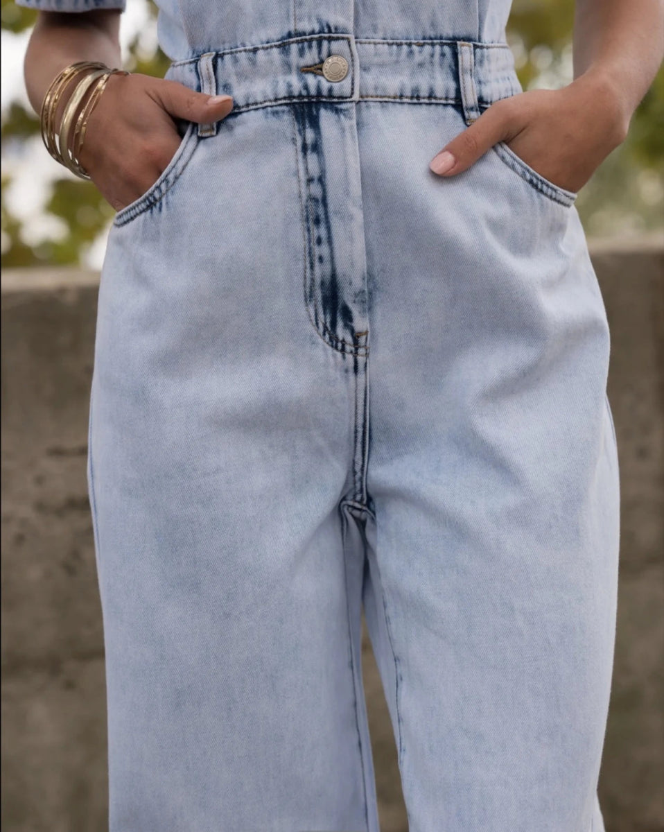 Combinaison en denim bleu ciel - RIVE GAUCHE