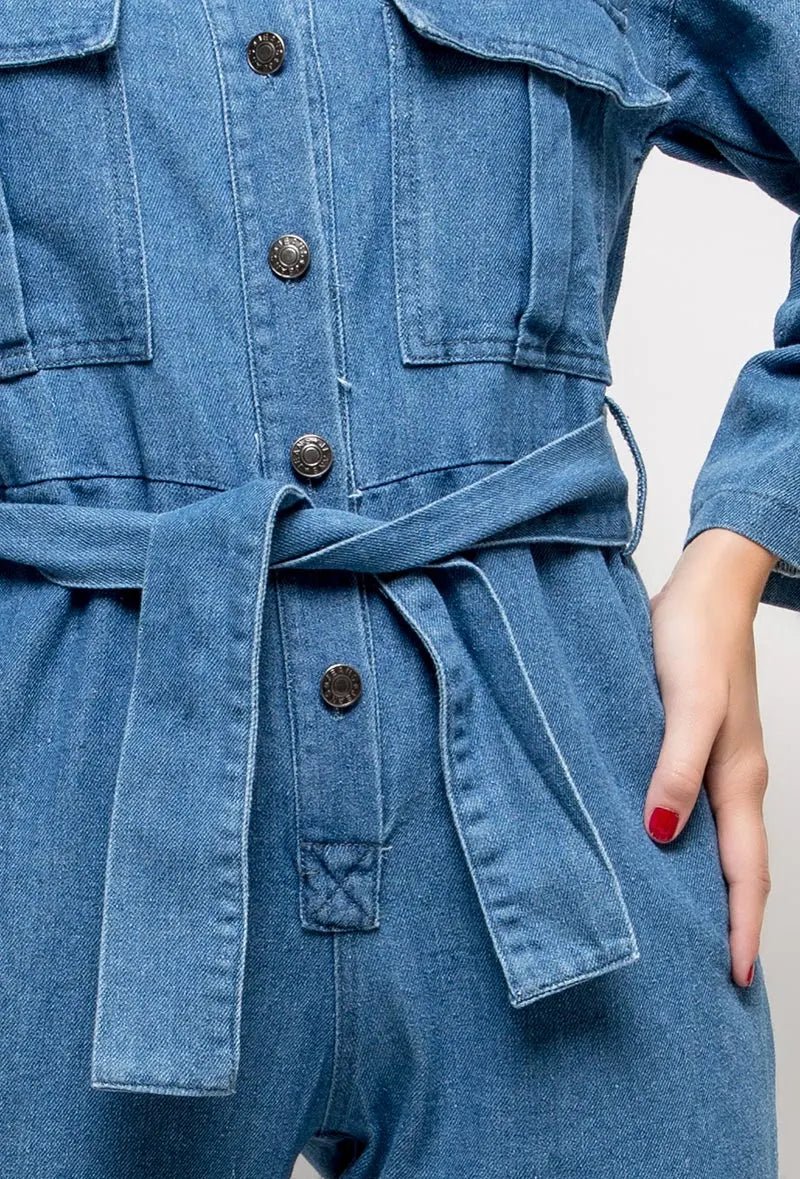 Combinaison en denim brut avec ceinture - RIVE GAUCHE