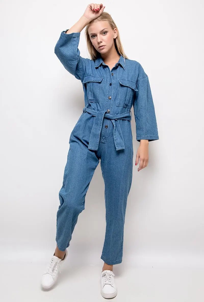 Combinaison en denim brut avec ceinture - RIVE GAUCHE