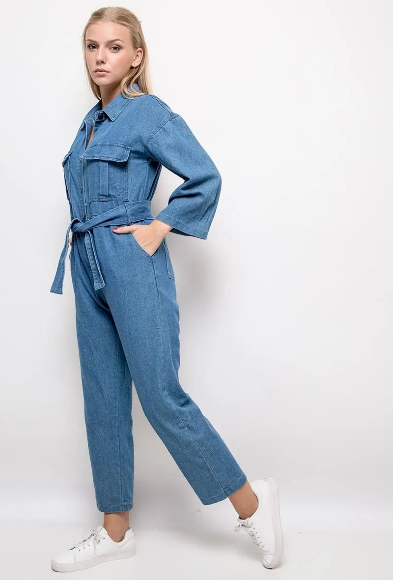 Combinaison en denim brut avec ceinture - RIVE GAUCHE