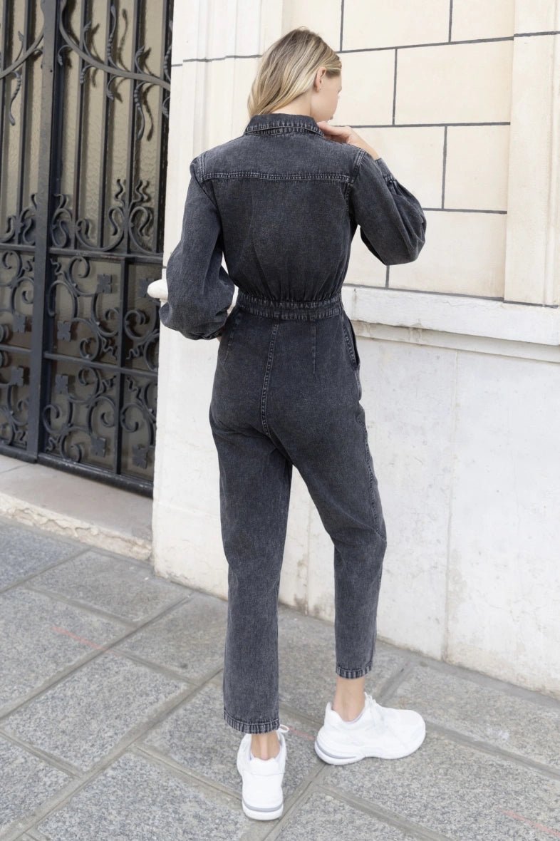 Combinaison en denim noir avec ceinture - RIVE GAUCHE