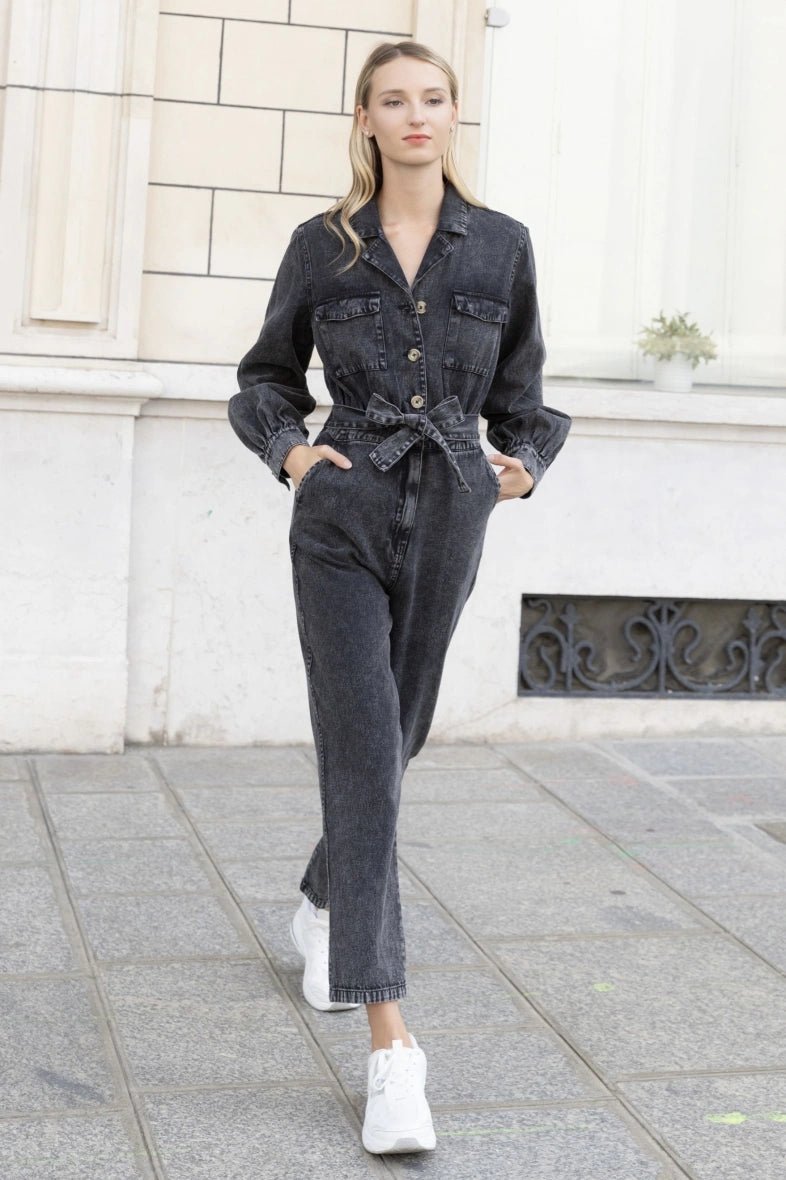 Combinaison en denim noir avec ceinture - RIVE GAUCHE