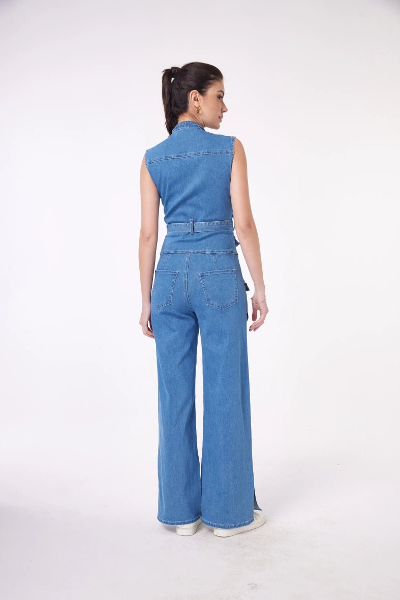 Combinaison pantalon en jean denim stone femme - RIVE GAUCHE