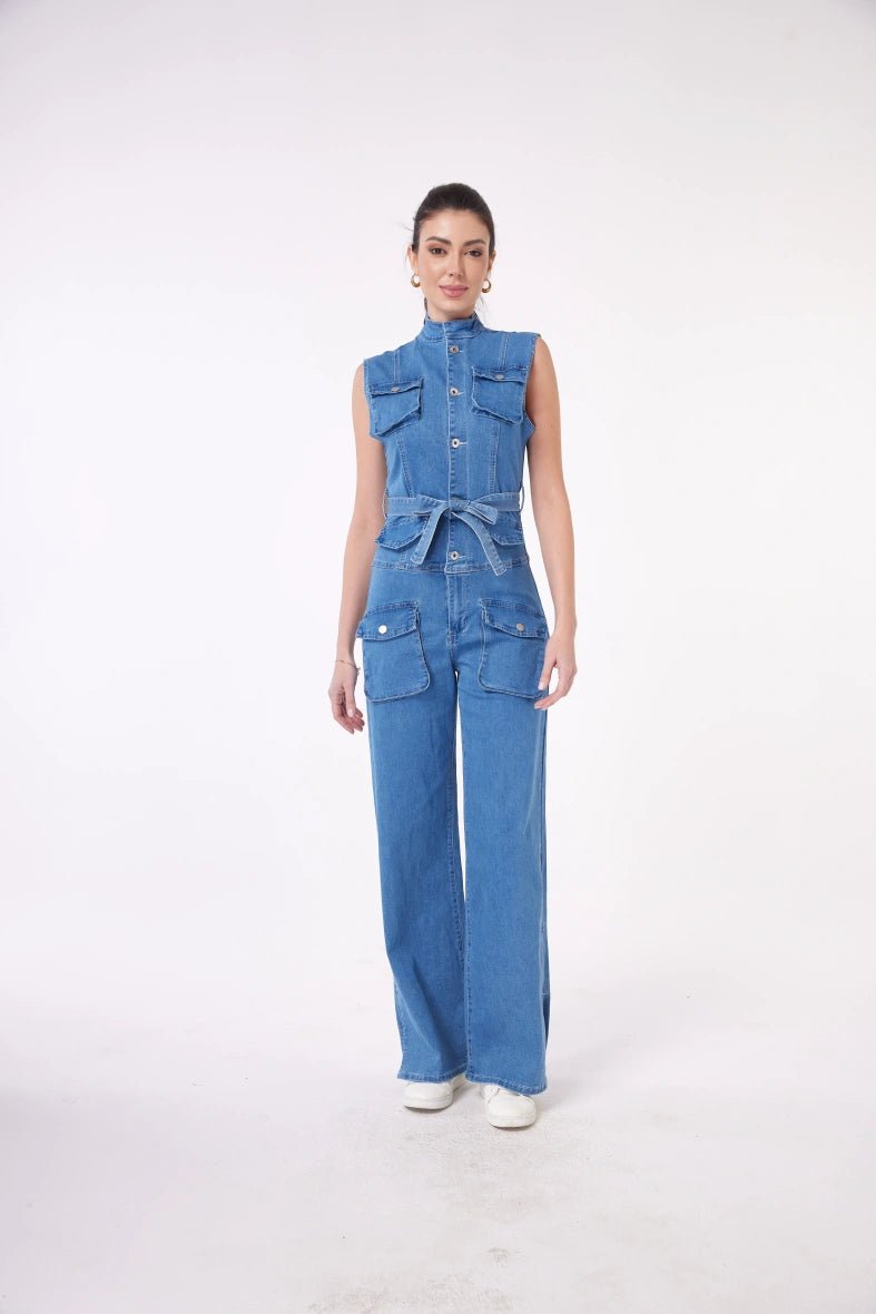 Combinaison pantalon en jean denim stone femme - RIVE GAUCHE