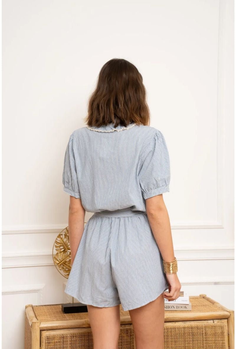 Combinaison short rayée en coton - RIVE GAUCHE