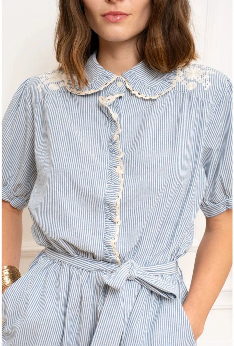 Combinaison short rayée en coton - RIVE GAUCHE