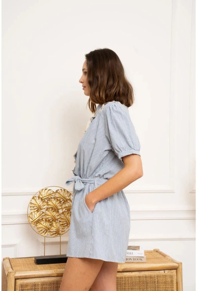 Combinaison short rayée en coton - RIVE GAUCHE