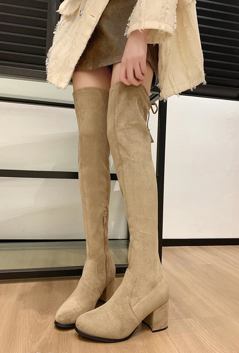 Cuissardes en suédine taupe - RIVE GAUCHE