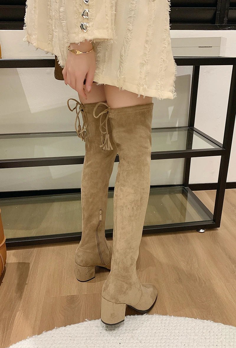 Cuissardes en suédine taupe - RIVE GAUCHE