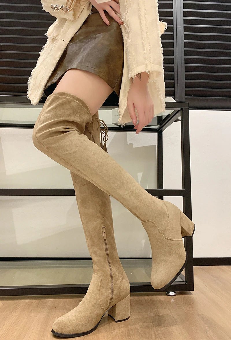 Cuissardes en suédine taupe - RIVE GAUCHE