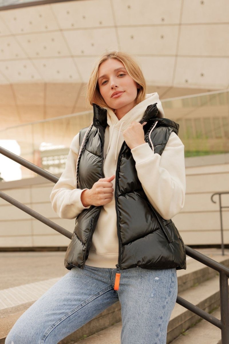 Doudoune à capuche sans manche détails contrastés - RIVE GAUCHE