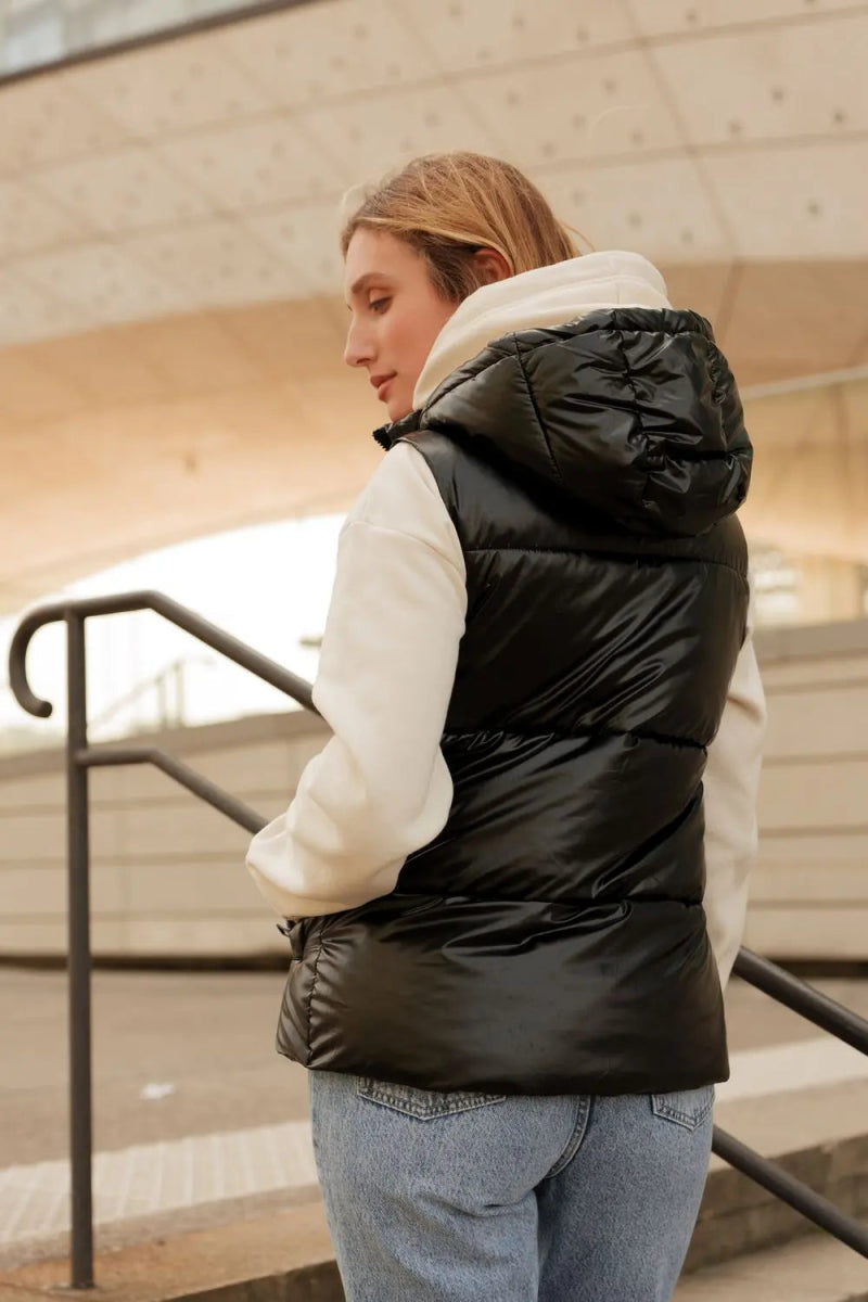 Doudoune à capuche sans manche détails contrastés - RIVE GAUCHE