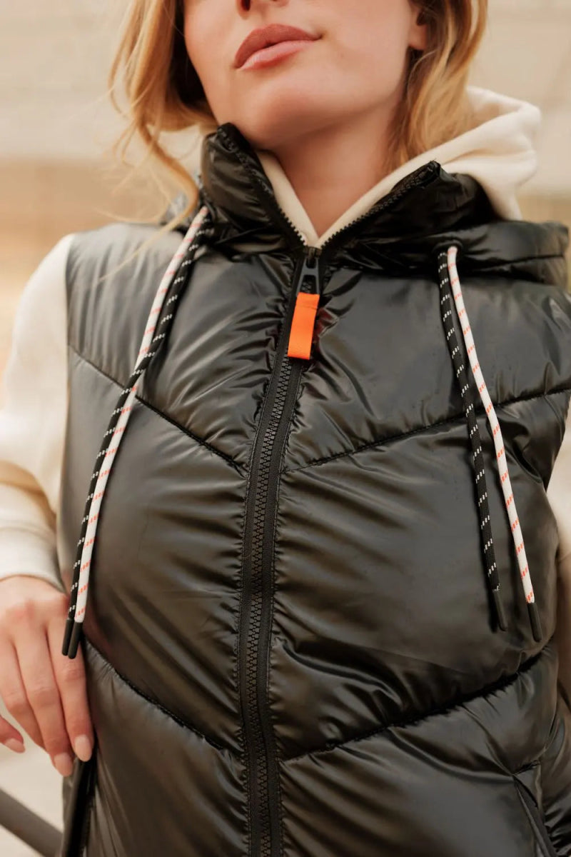 Doudoune à capuche sans manche détails contrastés - RIVE GAUCHE