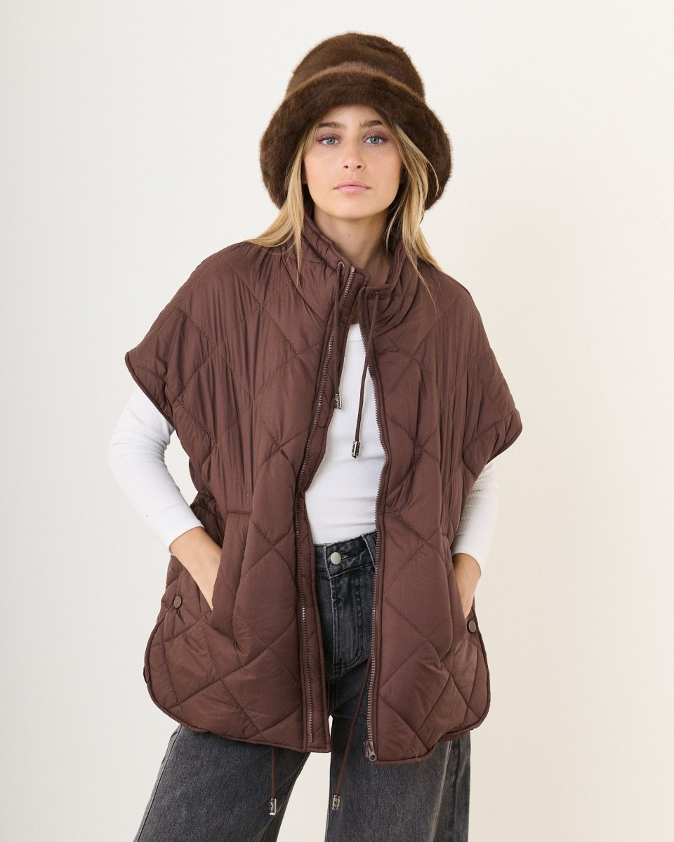Doudoune chocolat sans manche matelassée - RIVE GAUCHE