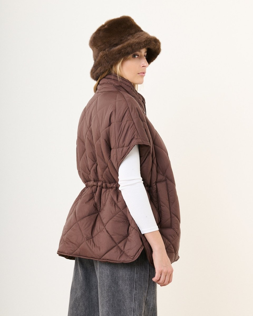 Doudoune chocolat sans manche matelassée - RIVE GAUCHE