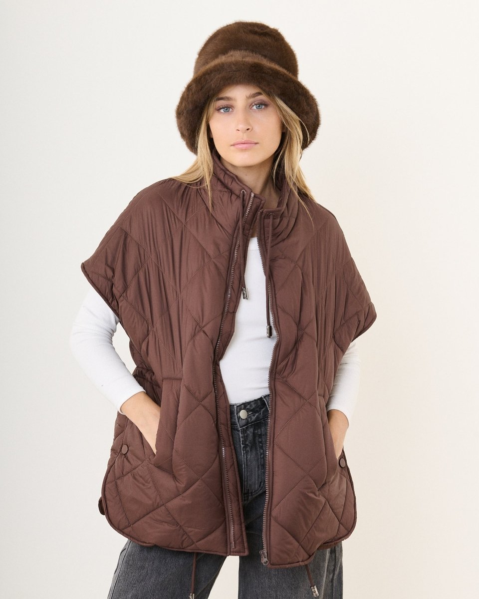 Doudoune chocolat sans manche matelassée - RIVE GAUCHE