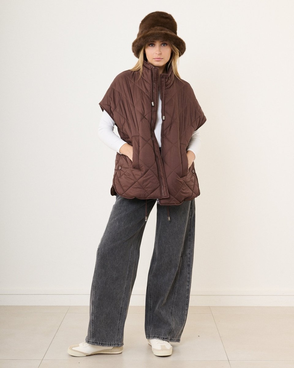 Doudoune chocolat sans manche matelassée - RIVE GAUCHE