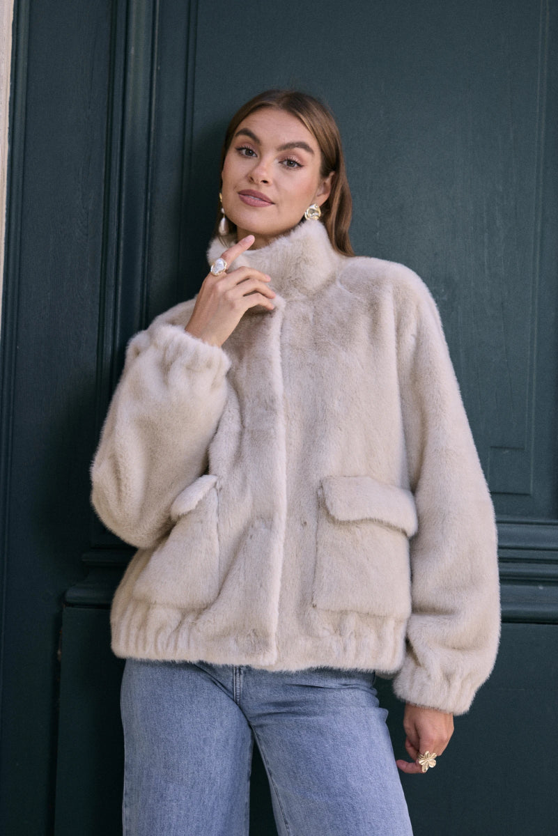 Doudoune en fourrure synthétique avec poches plaquées - RIVE GAUCHE