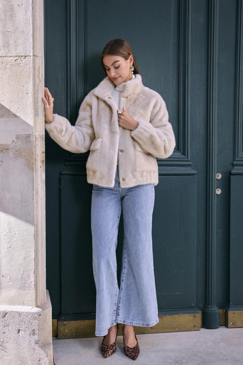 Doudoune en fourrure synthétique avec poches plaquées - RIVE GAUCHE