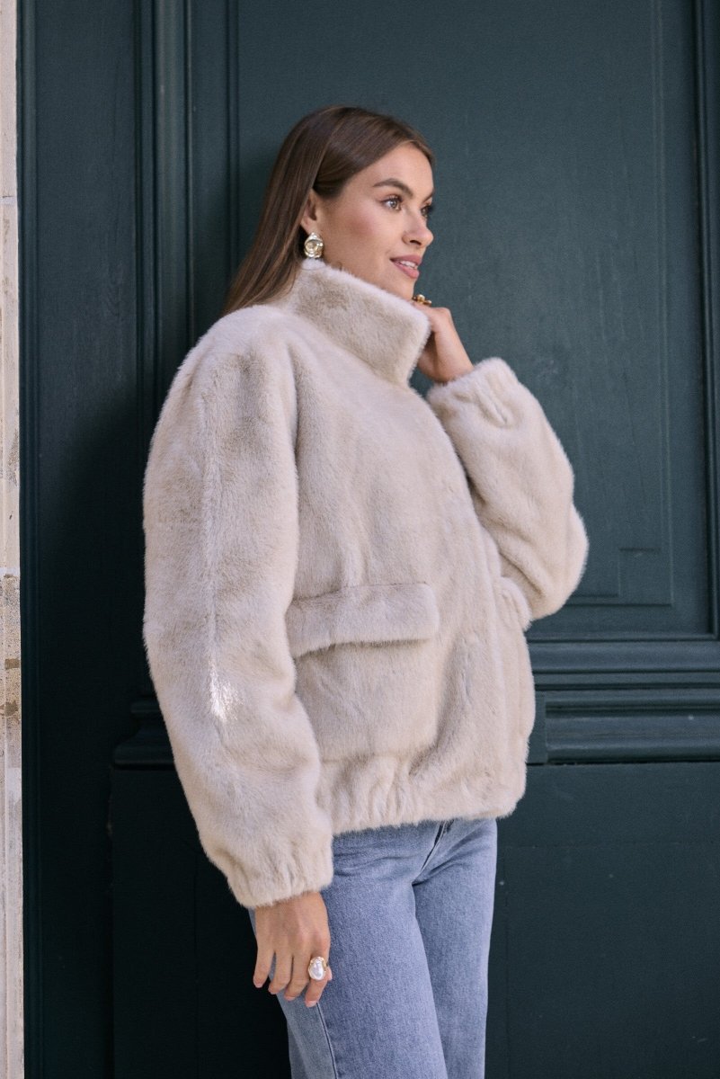 Doudoune en fourrure synthétique avec poches plaquées - RIVE GAUCHE