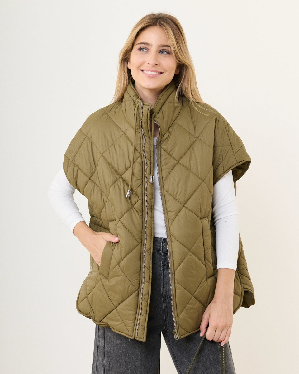 Doudoune kaki sans manche matelassée - RIVE GAUCHE