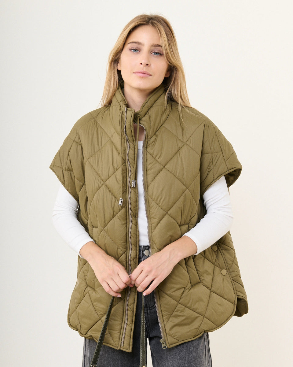 Doudoune kaki sans manche matelassée - RIVE GAUCHE