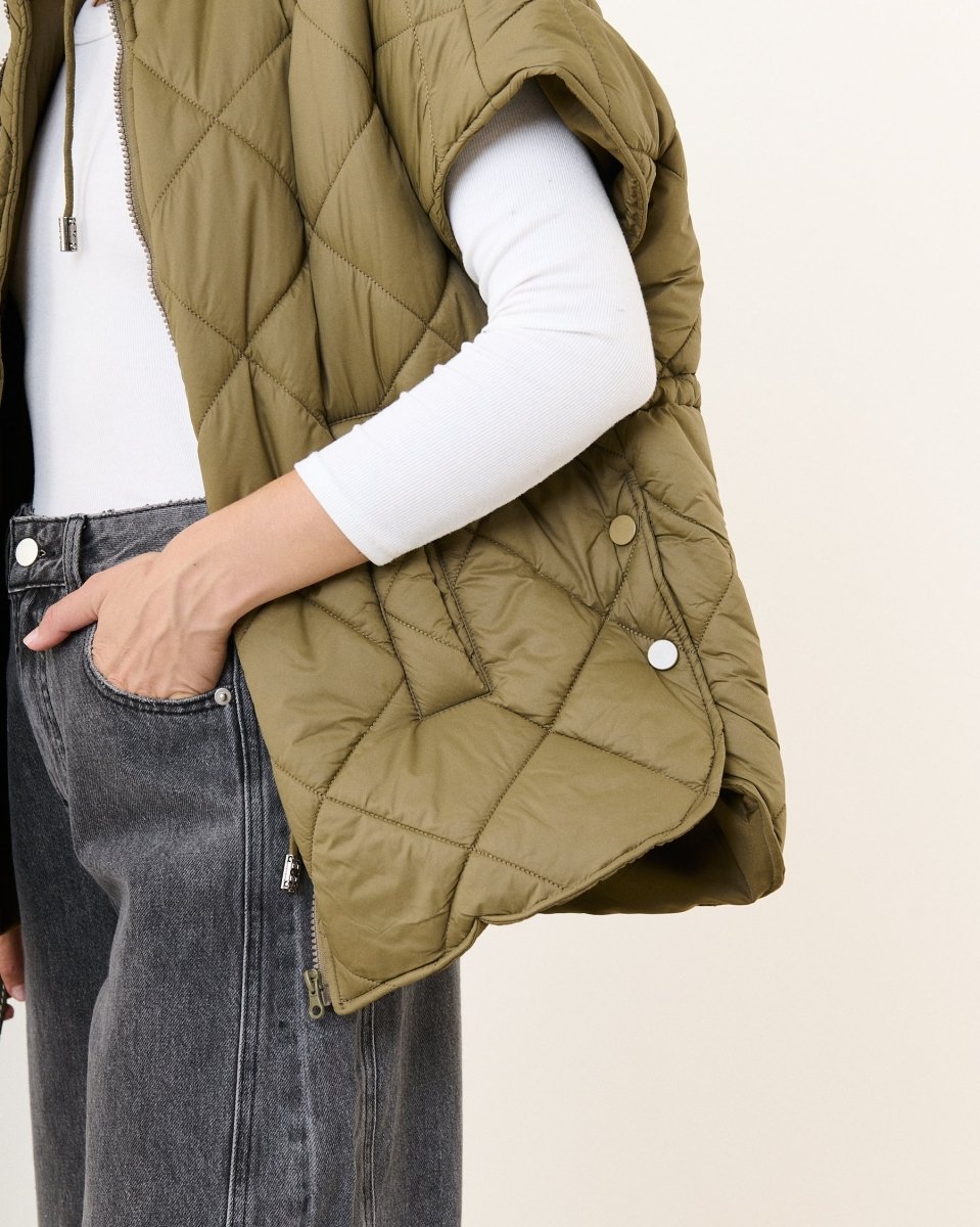 Doudoune kaki sans manche matelassée - RIVE GAUCHE