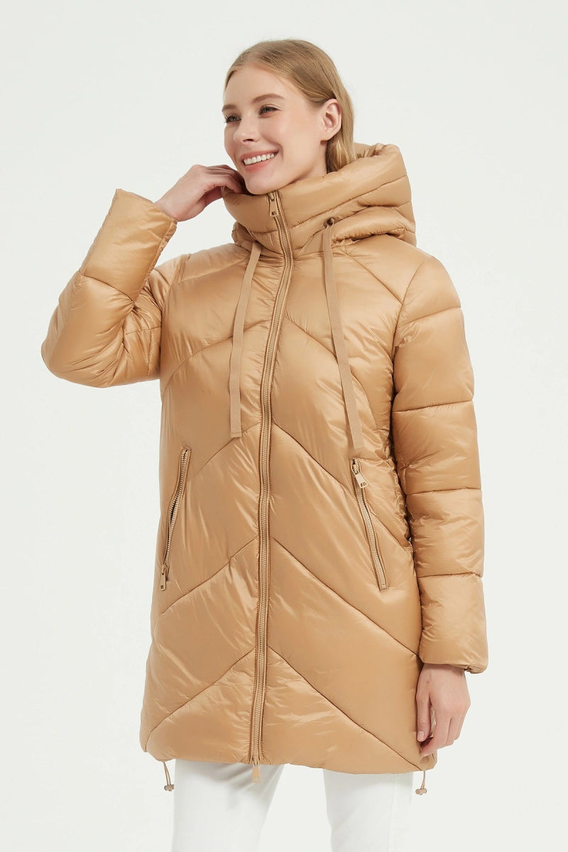 Doudoune longue à capuche camel - RIVE GAUCHE