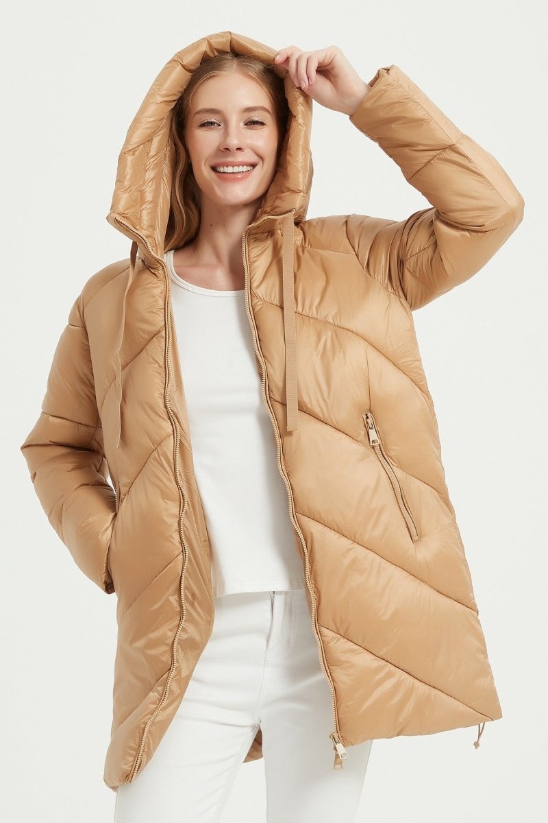 Doudoune longue à capuche camel - RIVE GAUCHE