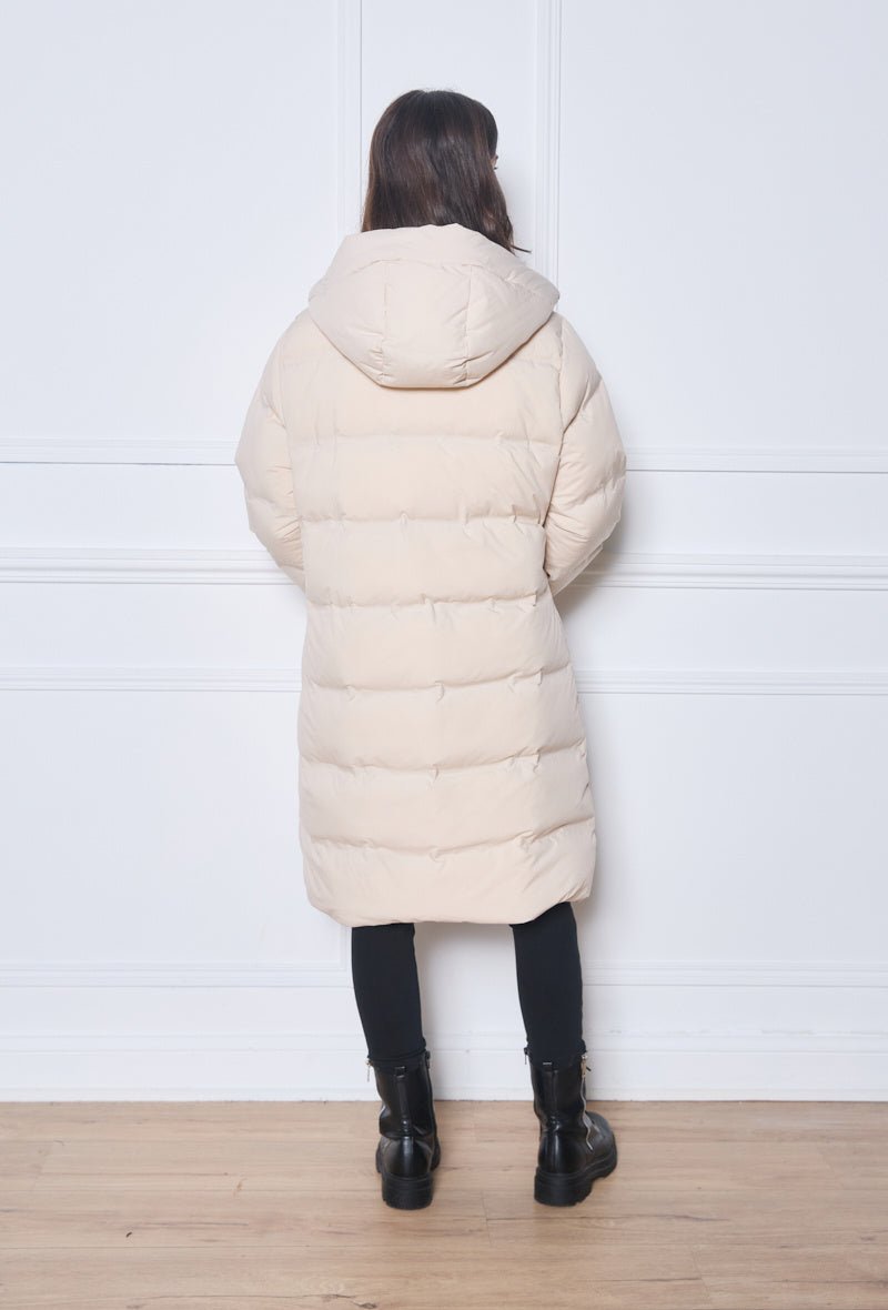 Doudoune longue duvet avec capuche beige - RIVE GAUCHE
