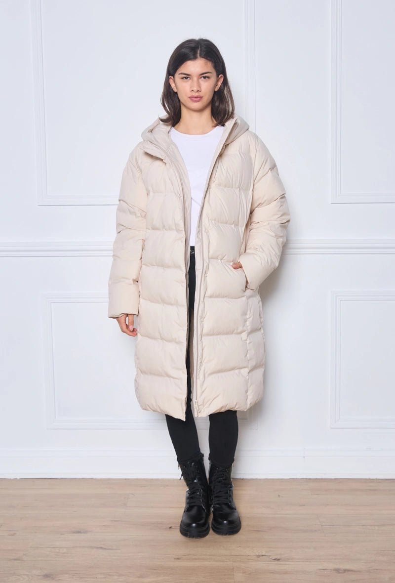Doudoune longue duvet avec capuche beige - RIVE GAUCHE