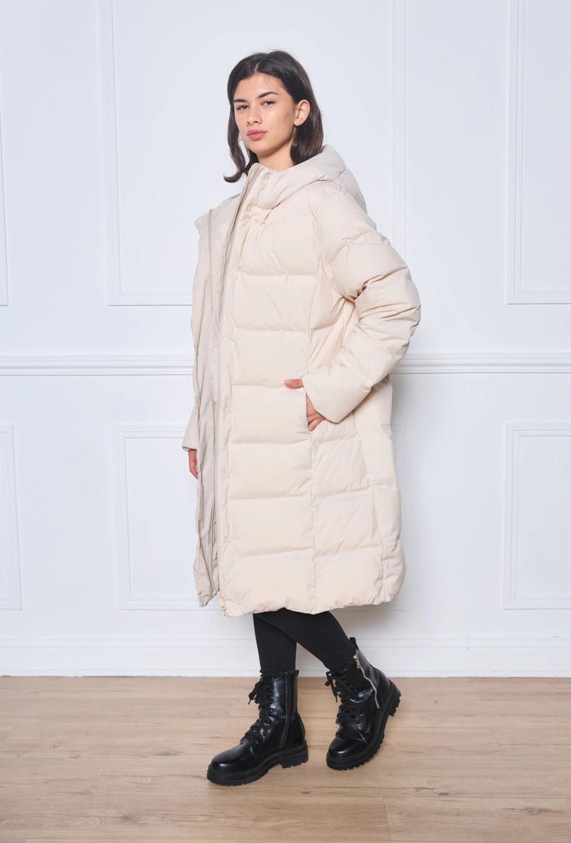 Doudoune longue duvet avec capuche beige - RIVE GAUCHE