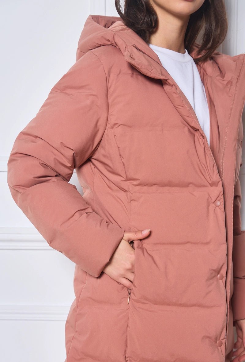 Doudoune longue duvet avec capuche saumon - RIVE GAUCHE