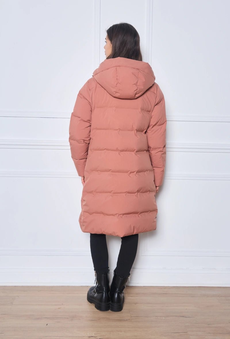 Doudoune longue duvet avec capuche saumon - RIVE GAUCHE