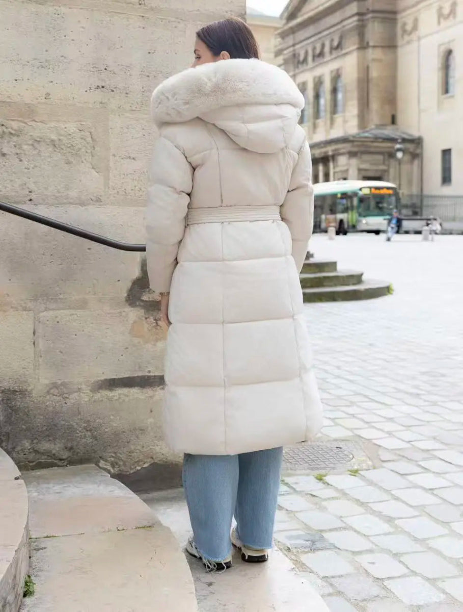 Doudoune longue écrue avec ceinture - RIVE GAUCHE