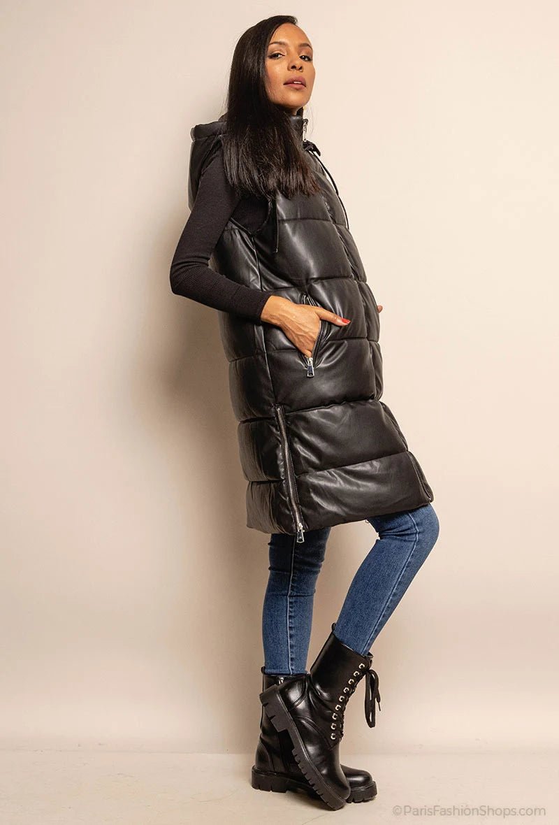 Doudoune longue sans manches noire - RIVE GAUCHE