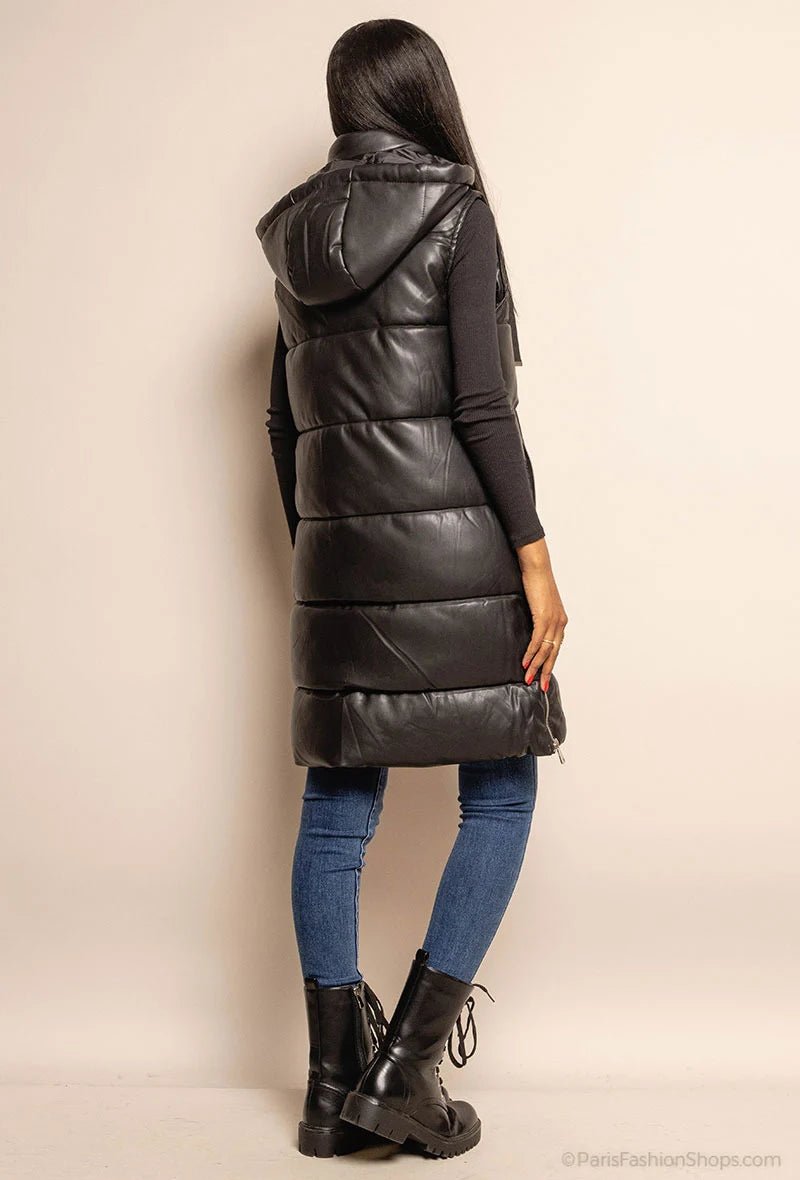 Doudoune longue sans manches noire - RIVE GAUCHE