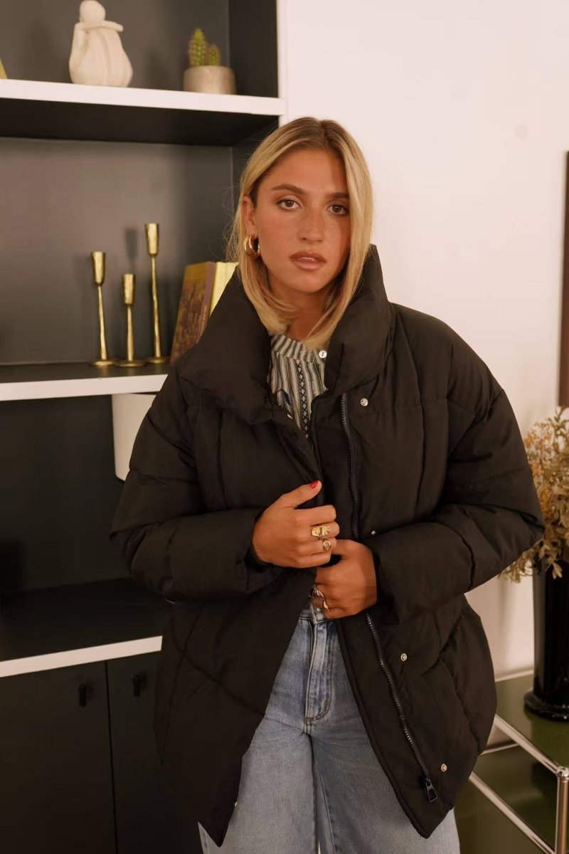 Doudoune oversize matelassée noire à ceinture - RIVE GAUCHE