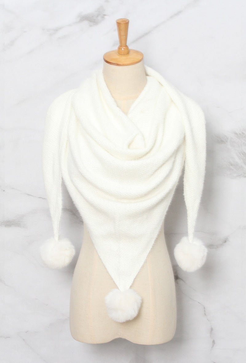 Echarpe blanche en laine avec pompons - RIVE GAUCHE
