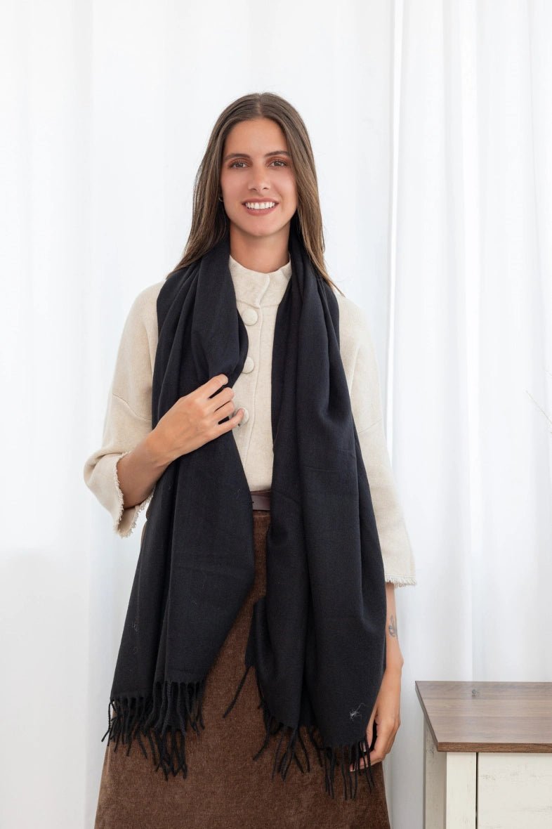 Écharpe en laine unie noire - RIVE GAUCHE