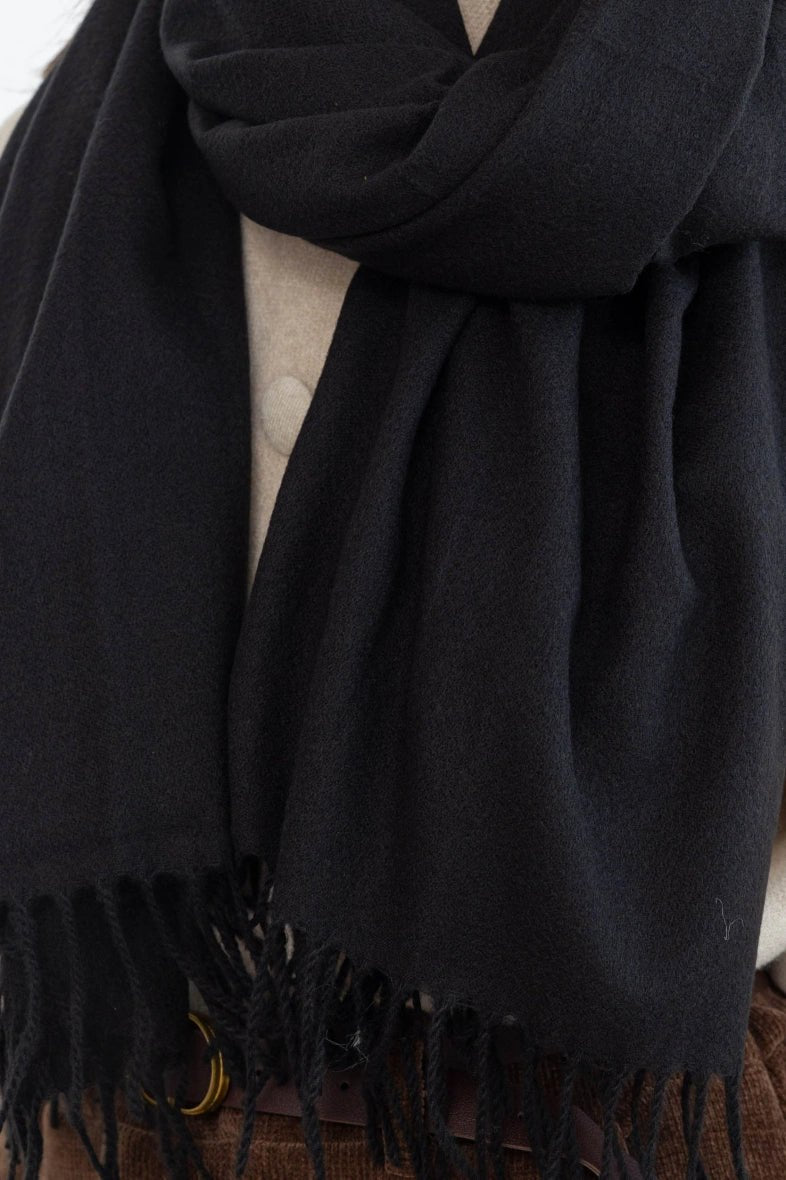Écharpe en laine unie noire - RIVE GAUCHE