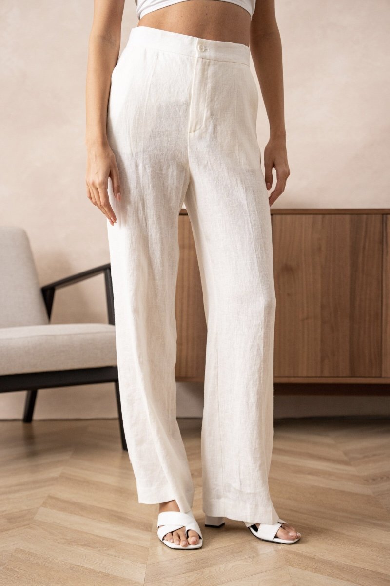Ensemble 2 pièces veste et pantalon en lin de qualité supérieure blanc - RIVE GAUCHE