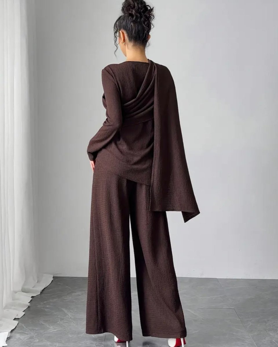 Ensemble asymétrique à coupe décontractée chocolat - RIVE GAUCHE