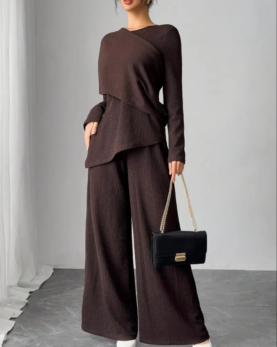 Ensemble asymétrique à coupe décontractée chocolat - RIVE GAUCHE